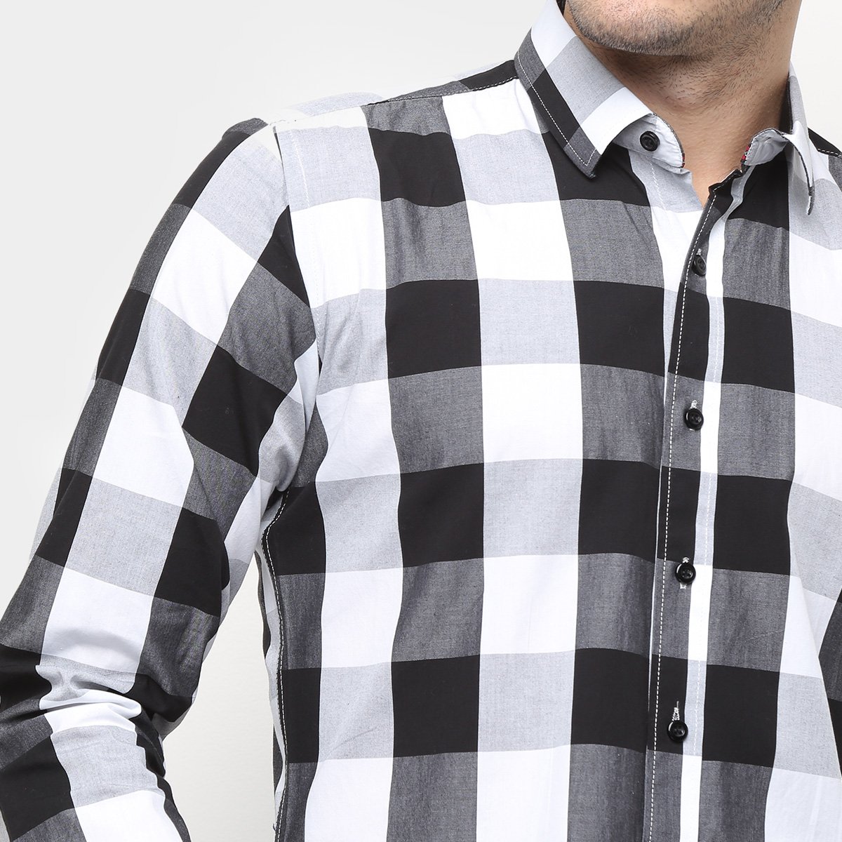 casaco xadrez preto e branco masculino